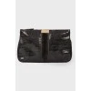 Leather clutch suede insert bag