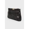 Leather clutch suede insert bag