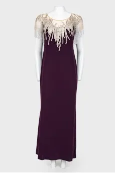 Evening dress with rhinestones