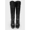 Zipped high leather boots