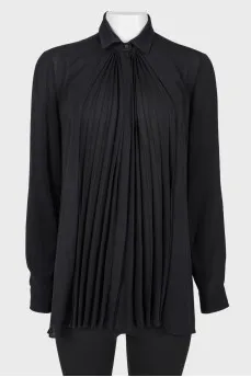 Translucent blouse with pleated details