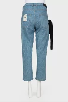 Jeans with black velvet lacing