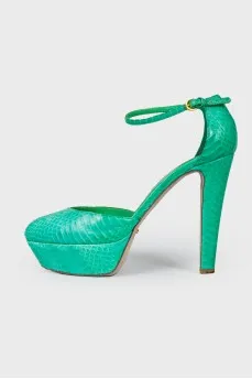 Sandals with snakeskin effect