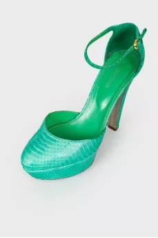 Sandals with snakeskin effect