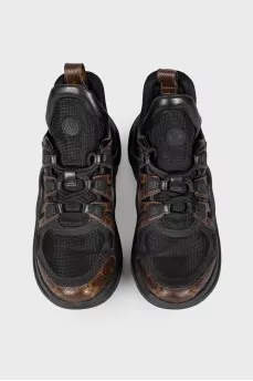 Brand printed shoes on the skin
