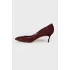 Burgundy suede pumps