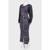 Knitted dress with translucent sleeves
