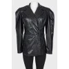 Buttoned leather jacket