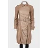 Beige leather trench coat