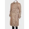 Beige leather trench coat