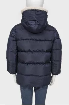 Children's down jacket with a hood with fur