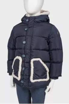 Children's down jacket with a hood with fur