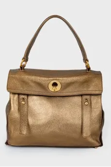 Golden leather bag