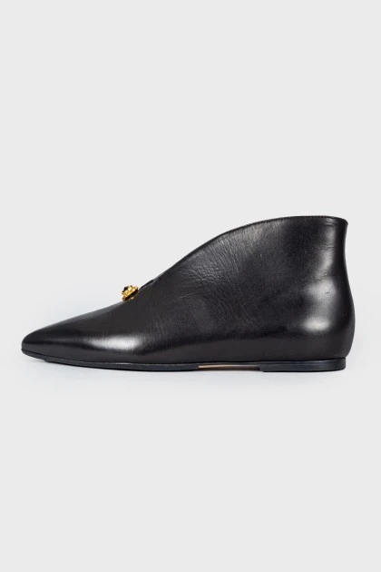 Leather loafers with rhinestones