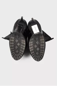 Combined fur ankle boots
