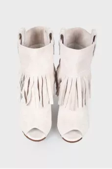 Open toecap suede ankle boots