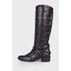 High leather boots without fasteners
