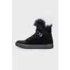 Black velvet boots