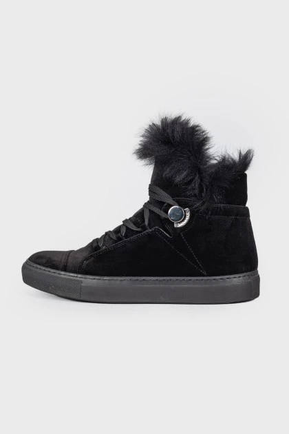 Black velvet boots
