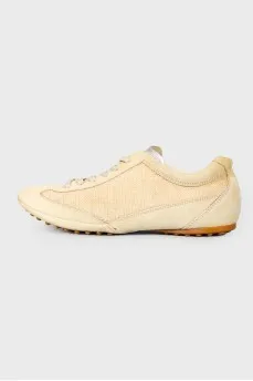 Suede sneakers with textile inserts