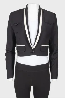 Cropped jacket with white lapels