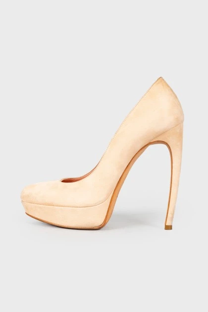 Curved suede stilettos