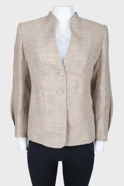 Plaid jacket without lapels