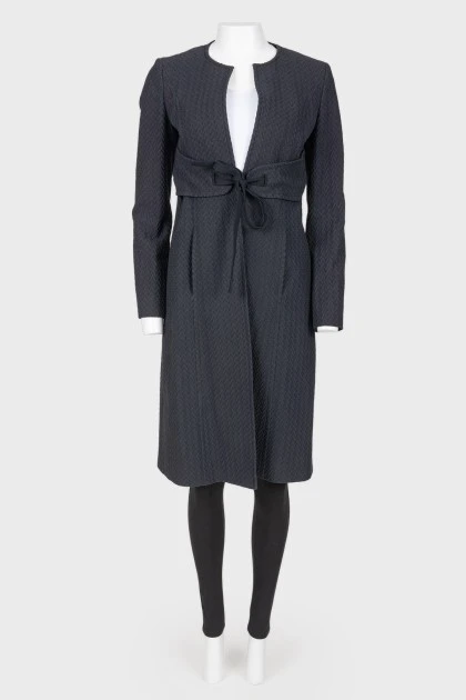 Textured coat with belt