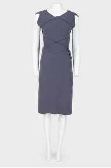 Woolen dress with trim