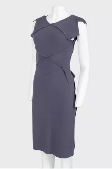 Woolen dress with trim