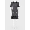 Cashmere dress with fur trim