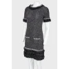 Cashmere dress with fur trim