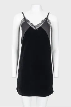 Velvet dress on straps