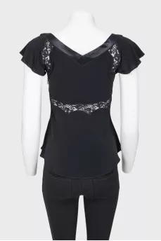 Black top with lace and bow