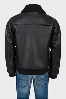 Men's sheepskin coat with a fur collar