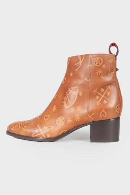 Abstract print ankle boots
