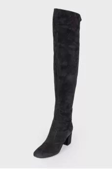 Zipper  suede over the knee boots