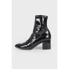 Patent leather ankle boots