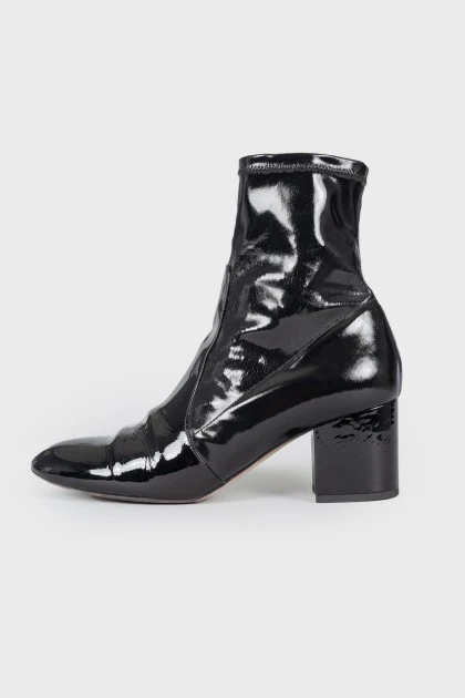 Patent leather ankle boots