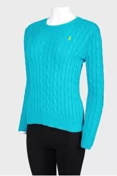 Blue knitted sweater