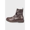 Brown leather boots