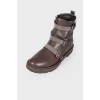 Brown leather boots