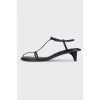 Square toe leather sandals