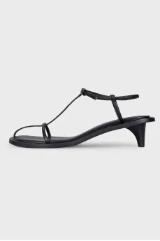 Square toe leather sandals