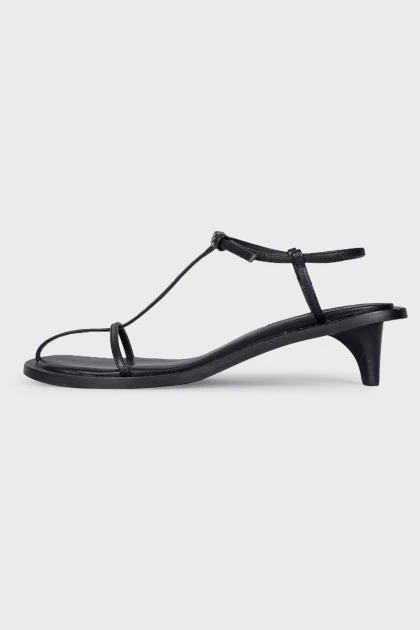 Square toe leather sandals