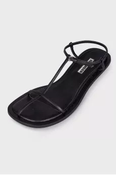 Square toe leather sandals