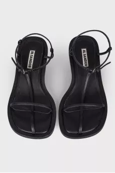 Square toe leather sandals