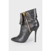 High-heeled leather ankle boots