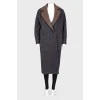 Woolen coat with a checkered collar