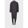 Woolen coat with a checkered collar